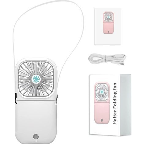 3 en 1 Petit Ventilateur USB Pliable Ventilateur de Poche Cou Suspendu Rechargeable Ventilateur à Main Silencieux Réglable Ventilo (1/5)
