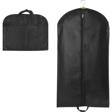Housse à vêtements suspendue, 60x120cm, anti-poussière et imperméable avec fermeture éclair, pour manteaux et chemises, lot de 2, noire. (1/5)