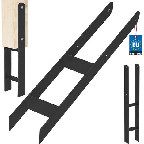 KOTARBAU® Kotarbau® Support de Poteau À Sceller - Support Poteau Bois en H 90x600 mm Pied de Poteau - Ancre Poteau Bois - Ancrage Poteau - Platine Poteau Bois - Acier Thermolaqué - Noir (1/5)
