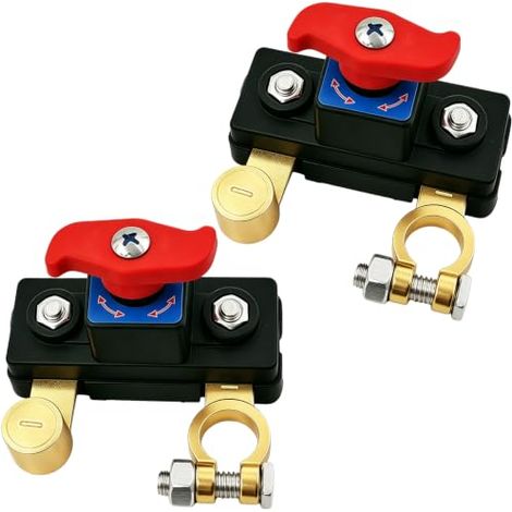 Lot de 2 Coupe Circuit Batterie Voiture 12V-24V en Cuivre Pur (1/5)