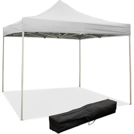 Gazebo Richiudibile Pieghevole 3x3m in Acciaio e PVC Impermeabile Bianco (1/5)