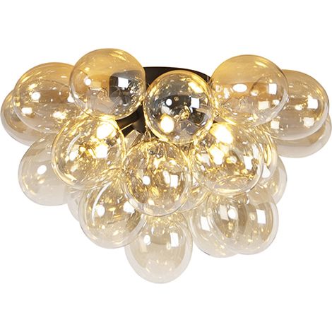 QAZQA Lampada da soffitto uvas - Art déco - Vetro,Acciaio - Oro/Nero - Sfera G9 Max. 6 x 2.5 Watt