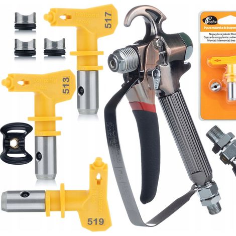 Pistola a Spruzzo TurboJet TJ1 con 3 Ugelli Ultra Spray – Ergonomica e Precisa  Compatibile con Graco, Wagner, Titan  Set di Accessori per Verniciatura