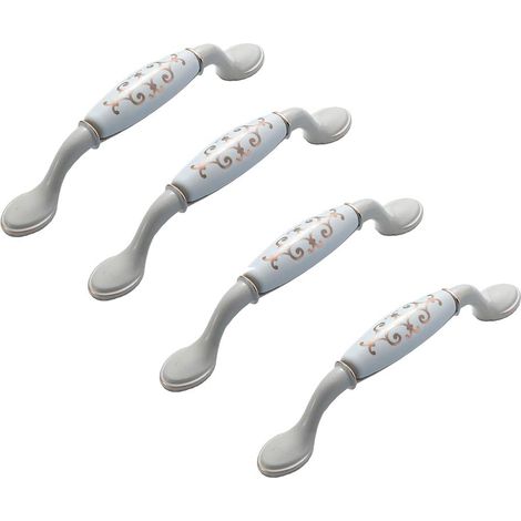 4 x Poignées de Meuble Céramique Style européen, Poignee de Meuble Cuisine en Céramique et Alliage d'aluminium, Poignée de Tiroir 96mm, avec Vis (1/5)