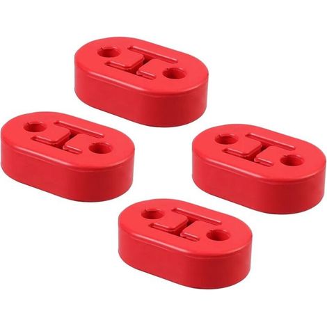 Lot de 4 supports universels en caoutchouc pour échappement, rouge, pour tuyau d’échappement de voiture, support robuste pour échappement, amortisseur de choc, 2 trous, 12 mm, pour la (1/5)