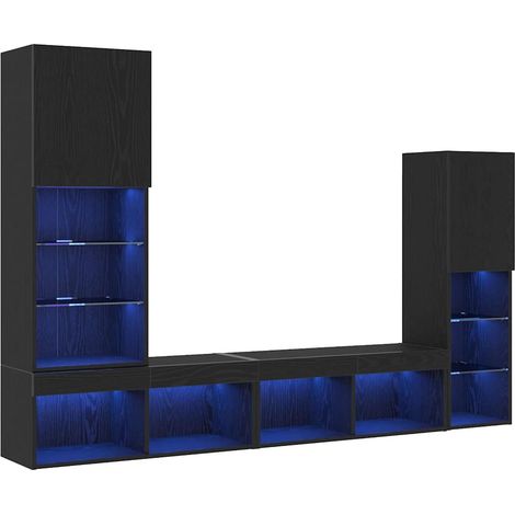 Meuble TV,Banc TV,Armoire TV Chêne noir 40.5 x 30 x 102 cm Bois d'ingénierie CFW594274 (1/5)