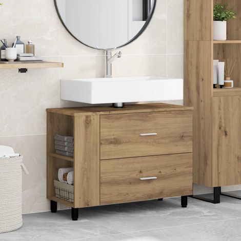 Unidad de tocador de baño Roble Artesanal 80 x 35 x 60 cm
