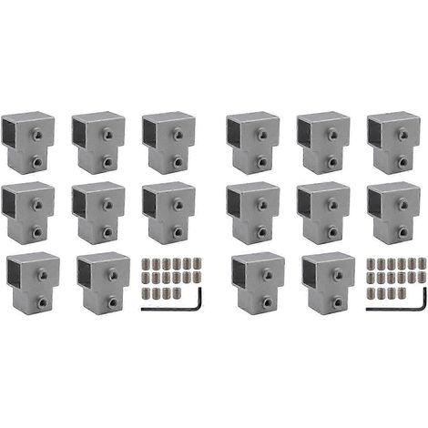 16 raccords pour tubes carrés de 25 mm (1 pouce), tés, raccords de tuyauterie, clips d'extrémité de chaîne en alliage d'aluminium de type T, A QAQ (1/5)