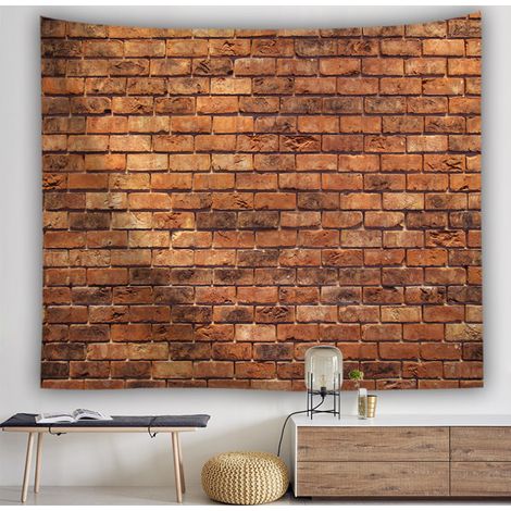 Tapisserie Murale Impression Brique Rouge - Décoration Intérieure Polyvalente - Pour Salon Chambre Dortoir - 150cm X 130cm (1/2)