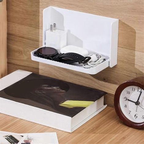 Petite étagère flottante murale, étagère de salle de bain pliable à fixer au mur, étagère de chevet pour téléphone, télécommande, étagère adhésive, A (1/4)