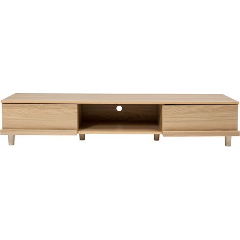 Iris Ohyama, Meuble TV, Meuble tele, Banc TV, Support télévision pour ecran jusqu'à 65 pouces, 4 Etagères, Sortie-câbles, Contemporain, Chambre, Salon - TV Cabinet BAB-150A - Marron Clair
