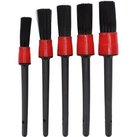 Set 5 Spazzole Dettaglio Auto – Nylon Morbido Senza Metallo, Design Ergonomico e Antigraffio – Ideale per Interni, Bocchette d'Aerazione e Cerchi di SUV e Moto (1/5)