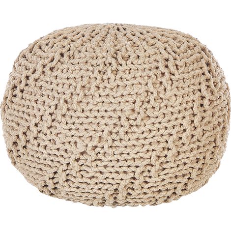 Otomana de algodón beige 50 x 35 cm puf reposapiés bolas EPS moderno Priene