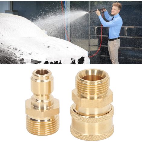 Raccord rapide haute pression 5000 PSI pour pistolets et tuyaux de lavage auto : filetage mâle M221,5 mm + filetage femelle M221,5 mm (1/5)