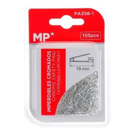 Imperdibles plateados de 19 mm x 100 unidades