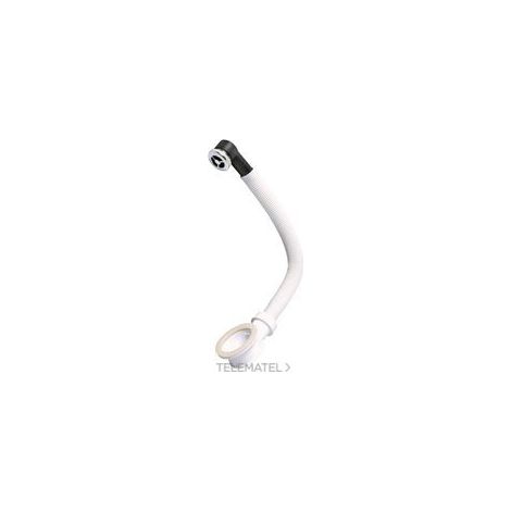 Wirquin – Trop-plein de lavabo flexible 300 mm 39007001 – Grille ronde chromée Ø28 mm – Anti-débordement – Installation facile dans espaces confinés