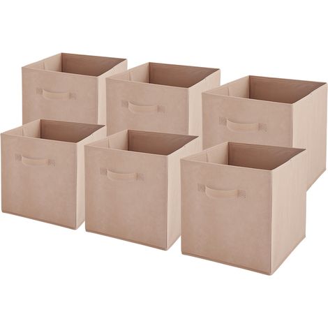 Lot de 6 bacs de rangement intissés pliables - Rose poudré - 27x27x27 cm  - BOX & BEYOND