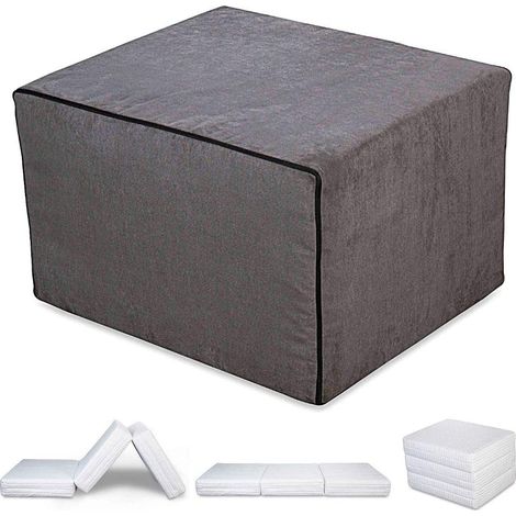 EVERGREENWEB - Pouf Letto con Rivestimento Sfoderabile trasformabile in Confortevole Materasso Singolo 80x190 WATERFOAM alto 15 cm, Pieghevole 3 Pezzi, MULTIUSO Puff Futon Salvaspazio per OSPITI, colo (1/5)