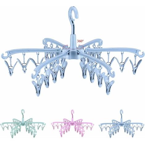 Pliant Etendoir Chaussette 24 Piéces pour Chaussettes, Support Chaussettes Etendoir, Serviettes, sous-Vêtements, Inserts de Chaussures (Bleu) (1/5)