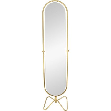 Miroir pivotant sur pied en métal - L. 45 x H. 171 cm - Doré - ASATU