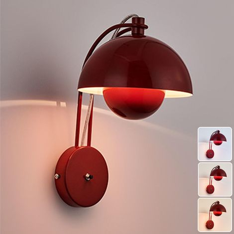 Applique murale, Lampe de chevet LED, Applique en forme de bourgeon, Applique miroir de salle de bain, 3 températures de couleur réglables, bordeaux (1/5)