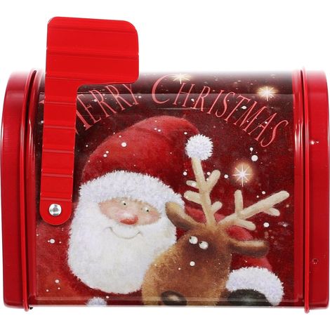 Boîte à Bonbons en Fer Multifonctionnelle pour Noël, Petite Boîte à Biscuits Festive Décorée Motifs Père Noël, Accessoire D’emballage Présent pour Fête et Rangement Gourmand (1/5)