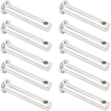 10 Stück runde Gabelbolzen mit Flachkopf aus Edelstahl 304 zur Positionierung linearer beweglicher Teile, M8x40 mm (1/5)