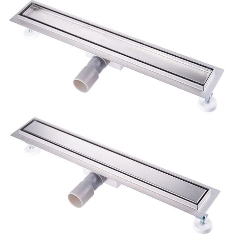 Duschrinne komplettset 70cm, Siphon mit Geruchsstop und Haarsieb Duschrinne Komplettset Edelstahl Bodenablauf für Duschkabine Duschwand - Befliesbar (1/5)
