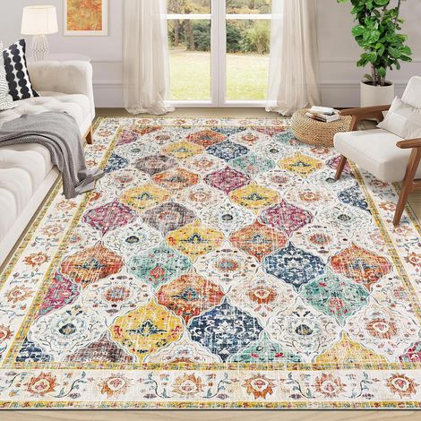 Tapis Salon Poil Ras 160x230cm Tapis Descente de lit Chambre Doux Antidérapant Lavable Carpette Salon Moderne Tapis Décoratif Sol Intérieur pour Salon Chambre (1/5)