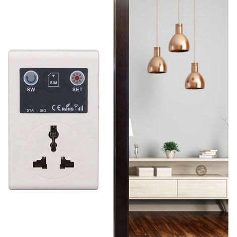 Europäische Standard-GSM-Netzsteckdose 110-220 V 10 A mit drahtloser Fernbedienung für Mobiltelefon und intelligentem Schalter. (1/5)