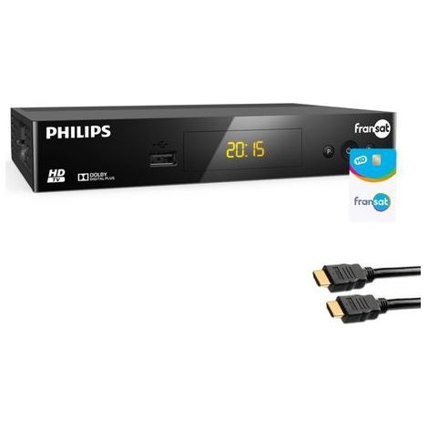 PHILIPS Récepteur TV satellite HD + Carte FRANSAT PC6 Eutelsat 5W + Câble HDMI