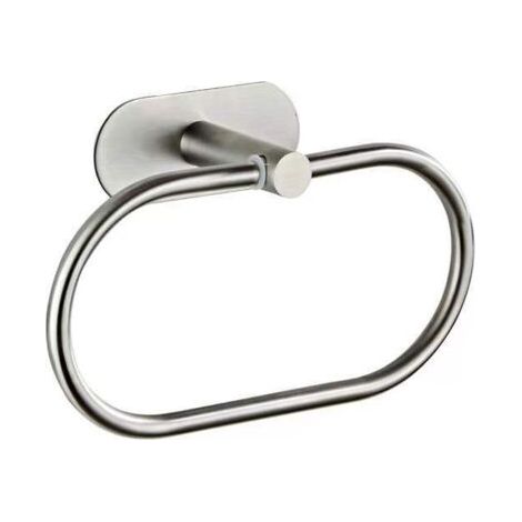 Anneau porte-serviettes sans poinçon (argent), porte-serviettes rond, style contemporain en acier inoxydable 304 chromé porte-serviettes pour salle de bain, cuisine, terrasse (1/5)