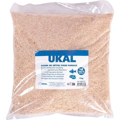 Sciure de hêtre pour fumage 1 kg – Granulométrie 0,5 à 8 mm – Combustion optimale pour fumage à froid – Saveur authentique – Ukal