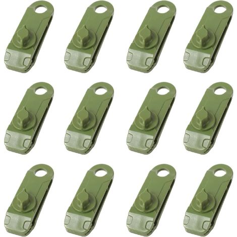 Vert - 12 pinces en plastique pour bâche, pinces pour tente de camping, pinces à petits trous pour auvents, parasol de jardin pour activités de plein air (1/3)