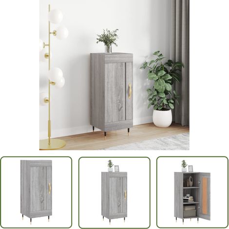 The Living Store Sideboard Grau Sonoma 34,5x34x90 cm Holzwerkstoff - Schreibtisch - Wohnzimmermöbel - Sideboard - Grau Sideboard - Modernes Sideboard (1/5)
