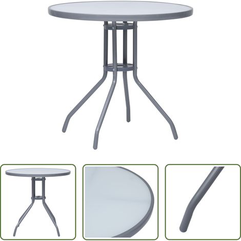 Table extérieure - Table de jardin Gris clair 80 cm Acier et verre (1/5)