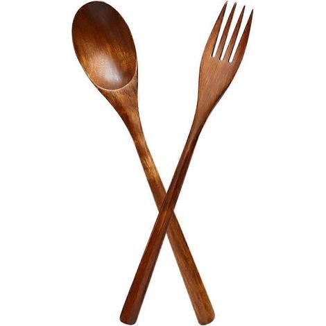 Feines Dessertlöffel-Set, wiederverwendbare Salatgabel, multifunktionale Vorspeisengabel – 22,5 x 3 x 1 cm – Braun (1/3)