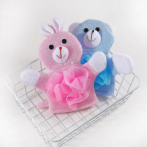 Éponge de bain et de douche luffa pour enfants, non toxique, douce et agréable pour la peau, en tissu éponge. Ensemble de gants de bain en tissu éponge. (1/5)