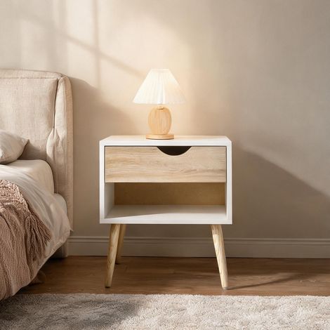 Table de chevet bois de chêne Blanc 50 x 39 x 51 cm (1/5)