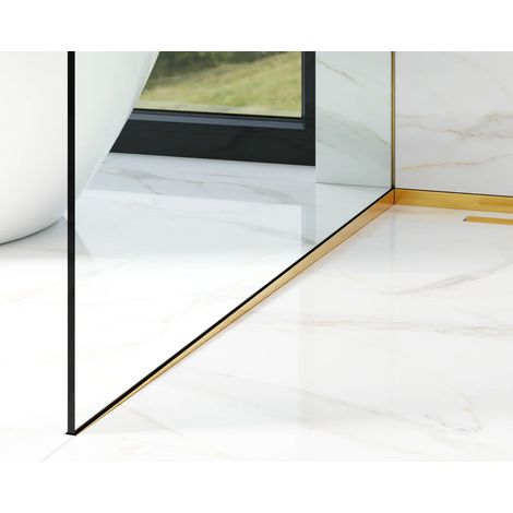 Profilo laterale sinistro inclinato per vetro doccia 8-10mm a pavimento 40mm x 1800mm - oro satinato