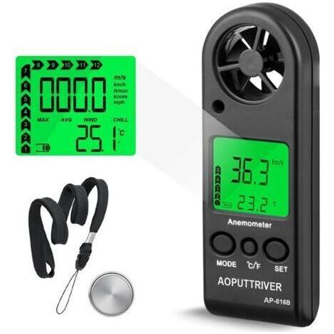 LCD Digital Wind Speed Meter with Backlight for Windsurfing, Sailing, Fishing etc