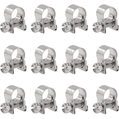 - Ensemble de 12 vis de serrage en acier inoxydable pour tuyau d'injection de 8 à 10 mm, réglables (8-10 mm) (1/5)