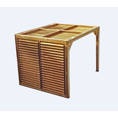 Habrita – Pergola en bois thermochauffé 7,10 m² – Ventelles orientables toit et paroi – Dimensions 3130 x 2340 mm – Fabrication française PEFC (1/5)