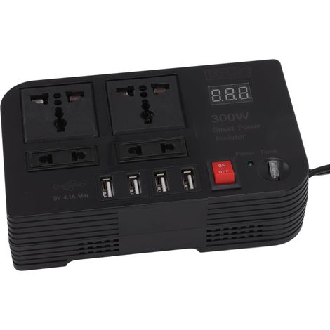 Convertisseur de puissance 12 V 300 W pour voiture, convertisseur AC 220 V, transformateur onduleur pour véhicule avec protections multiples (1/5)