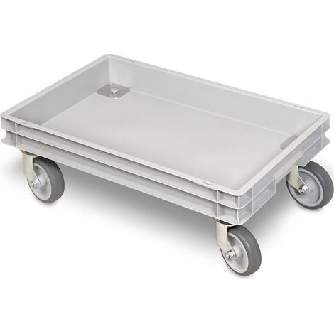 BRB Rollkasten für 600x400mm Eurobehälter, graue Gummiräder, TRG 100 kg, grau (1/3)