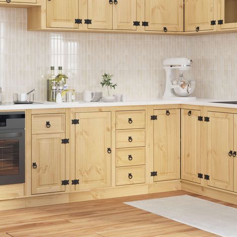 Schrank SKI Honigbraun 80 x 46 x 81 cm Massives Kiefernholz