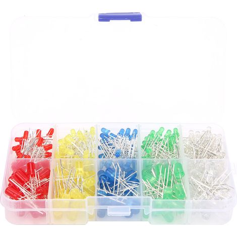 Led 3mm Et 5mm - Rouge Vert Jaune Bleu Blanc - Pour Projets Électroniques Industriels - Lot De 300 Pièces (1/5)