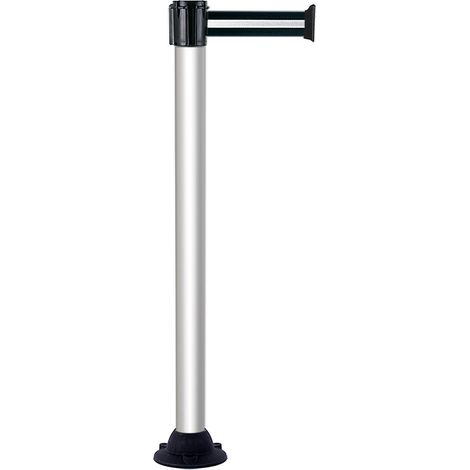 Poteau Alu anodisé à sangle Noir/Argent 3m x 50mm sur socle fixe - 2010122 (1/3)
