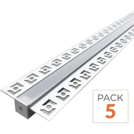 Silamp – Profilé aluminium encastrable 2m pour ruban LED – Largeur intérieure 12mm – Couvercle blanc opaque – Dissipation thermique efficace
