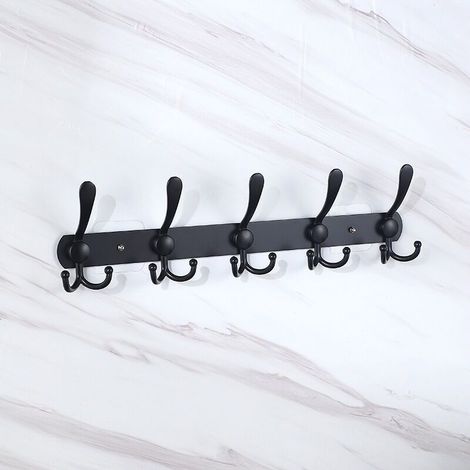 Porte-manteau mural en acier inoxydable – 6 crochets, design minimaliste et robuste pour manteaux, serviettes, peignoirs et chapeaux (1/5)